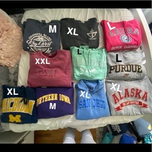 assorted sweatshirts